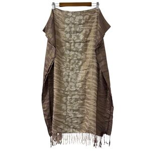 Collectioneighteen Fringed Wrap Womens‎ Poncho Shawl Neutrals Gold Animal Print